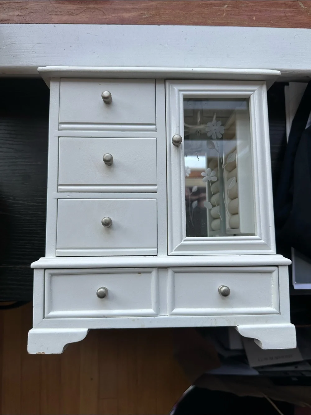 Jewelry Armoire / Jewelry Box with Mirror & Necklace Carousel